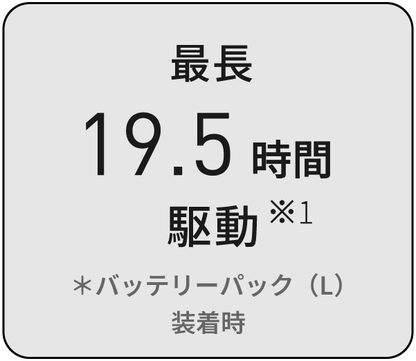 最長19.5時間駆動※